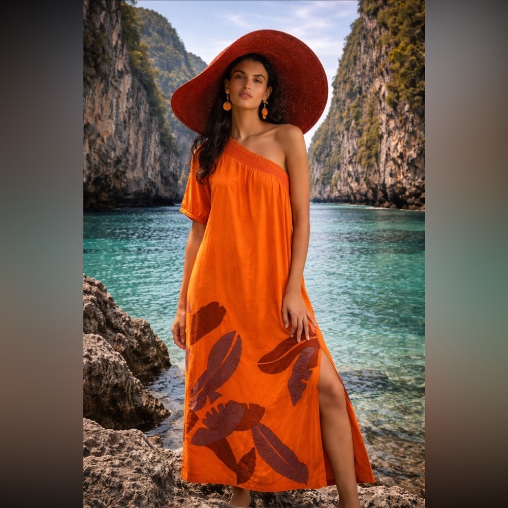 🎉 RARE 🎉Anthropologie NWT Maeve One-Shoulder Embroidered Maxi Dress size XS.